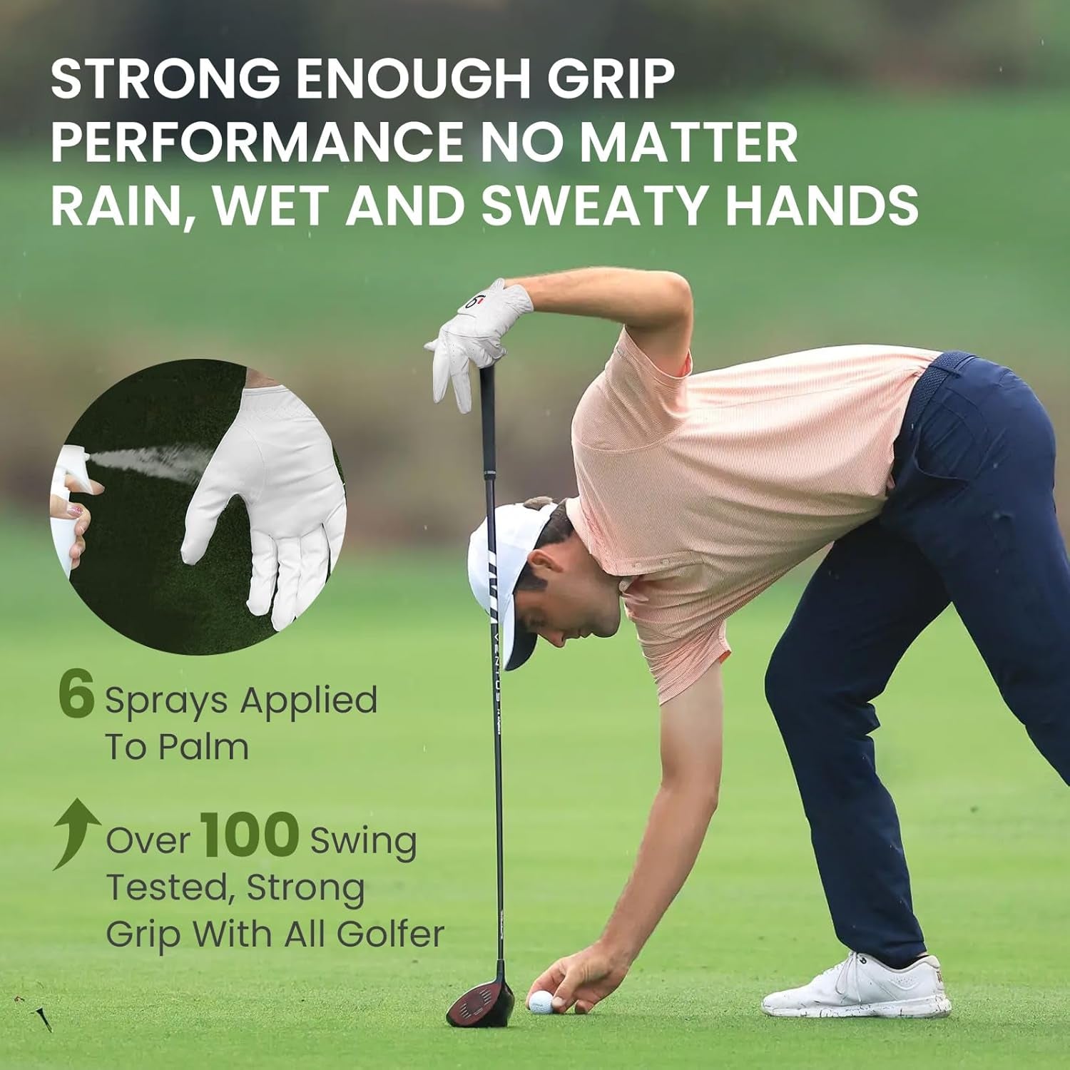 All Weather Grip Golf Gloves Men Value 3 Pack for Right Handed Golfer, Hot Wet Rain Grip & Comfort Soft Glove for Premium Performance, Colors White Black Blue Sizes S M L XL